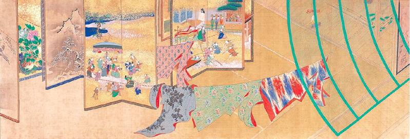 写真:勝部如春斎「小袖屏風虫干図巻(部分)」大阪市立美術館蔵 写真:勝部如春斎「小袖屏風虫干図巻(部分)」大阪市立美術館蔵