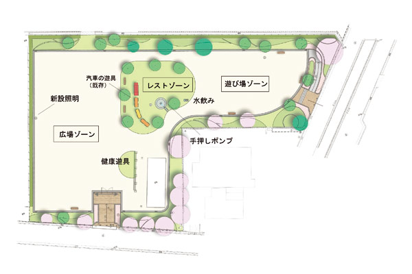 画像:学文殿公園リニューアル計画図 画像:学文殿公園リニューアル計画図