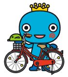 西宮市キャラクターみやたんと自転車 西宮市キャラクターみやたんと自転車
